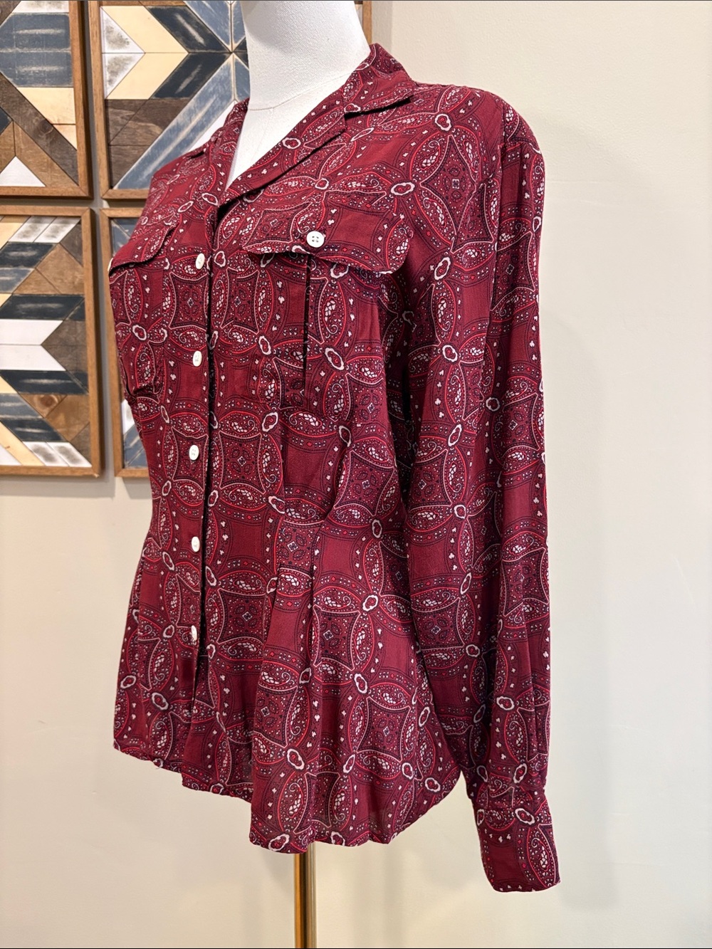 Vintage Ralph Lauren Blue Label Bandana Print Button Front Blouse size 6 - Picture 3 of 10
